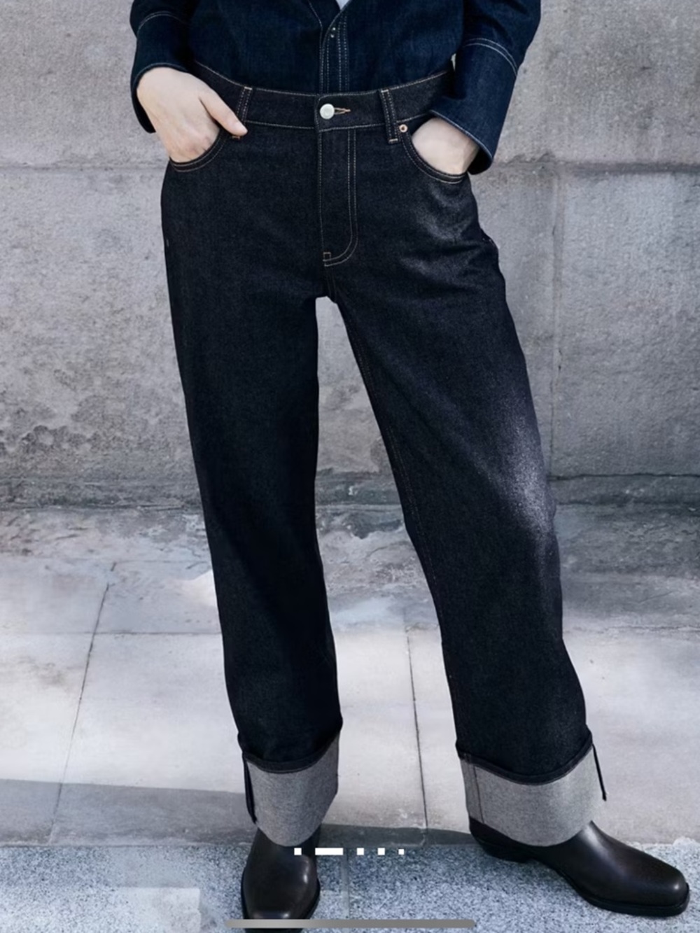 Mango Women’s Turned-up Straight Jeans Open Blue